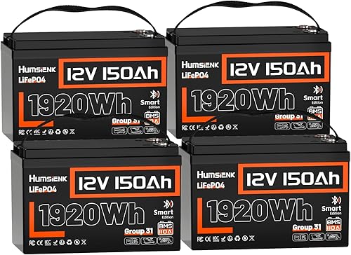 Miniatura 22 de HumsiENK LiFePO4 - Batería Bluetooth de 12 V 300 Ah de litio integrada 100 A BMS, 15000 Ciclos Profundos Batería 3840Wh con protección a baja