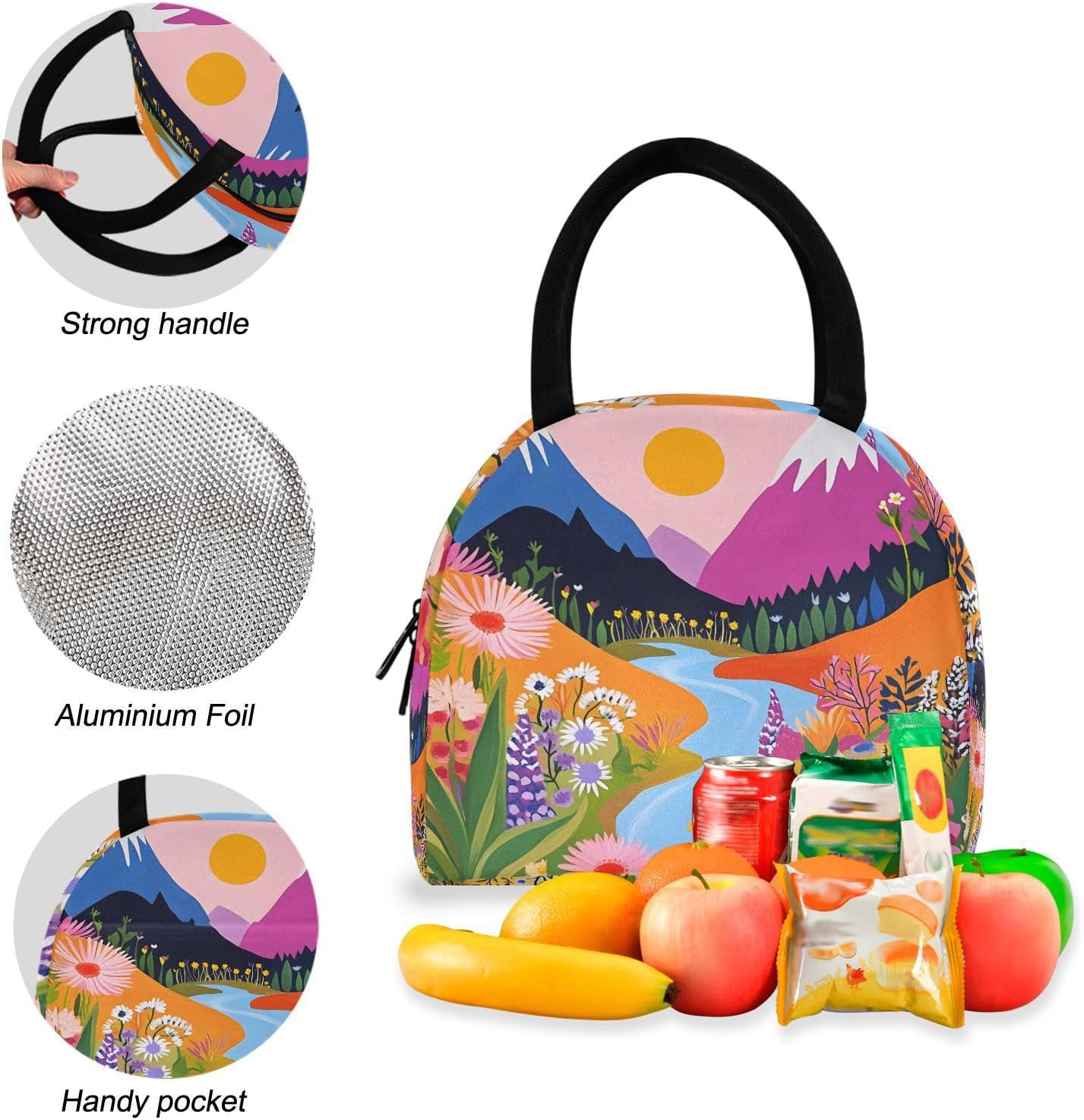 Beautiful Mountains River Kids Backpack Set with Lunch Bag for Girls Boys School Kids Lightweight Daypack Bookbag and Lunchbox Bag Set