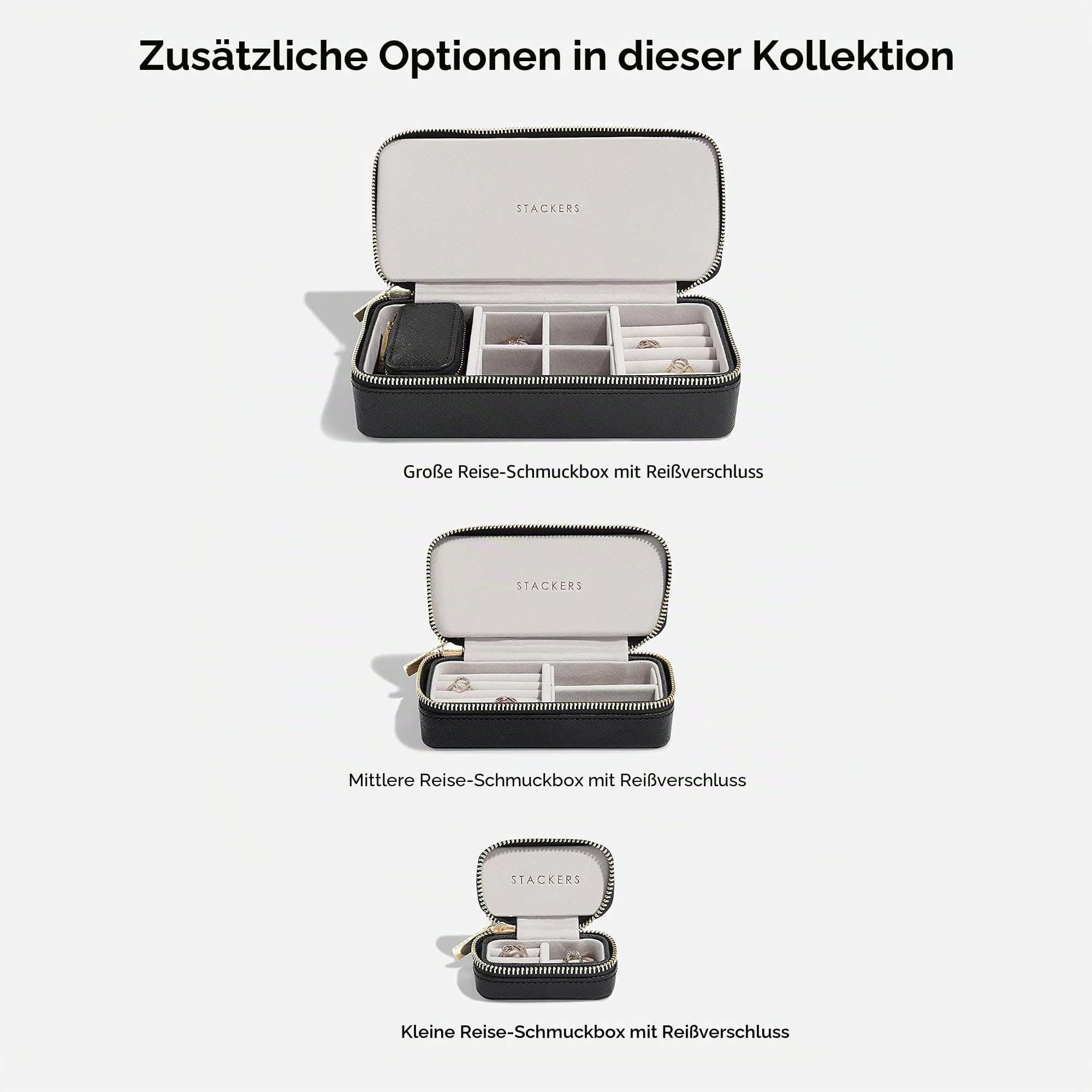 Stackers Schwarz Groß & Petite Reise Schmuckschatulle