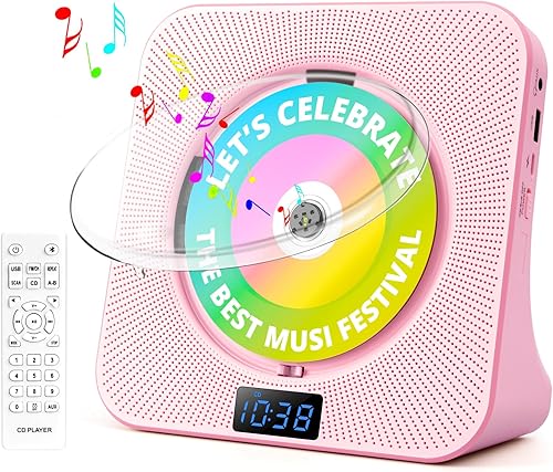 Miniatura 7 de Reproductor de CD de escritorio con altavoces, reproductores de CD ROADOM para el hogar, reproductor de CD portátil con sonido estéreo Bluetooth de