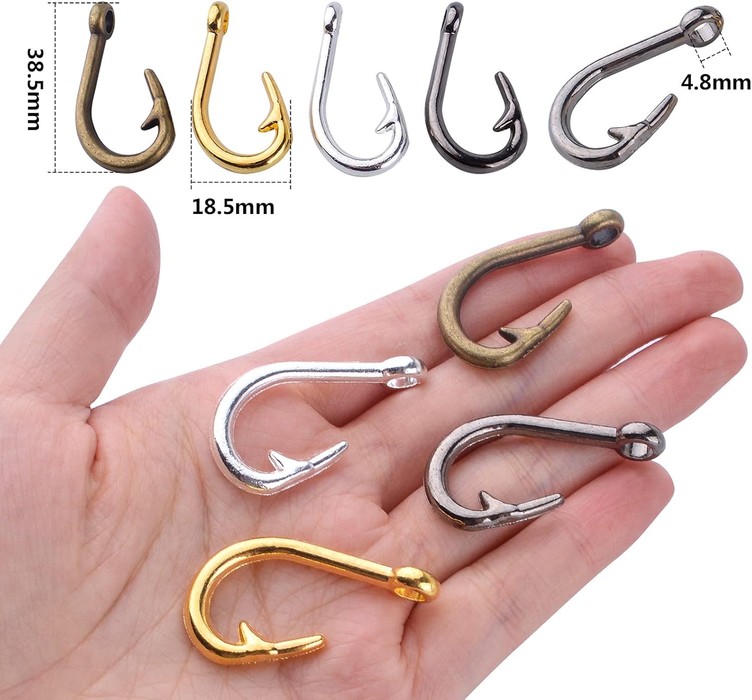 Fish Hooks Charms, Fishhook Pendants Charm Fish Hook Bead