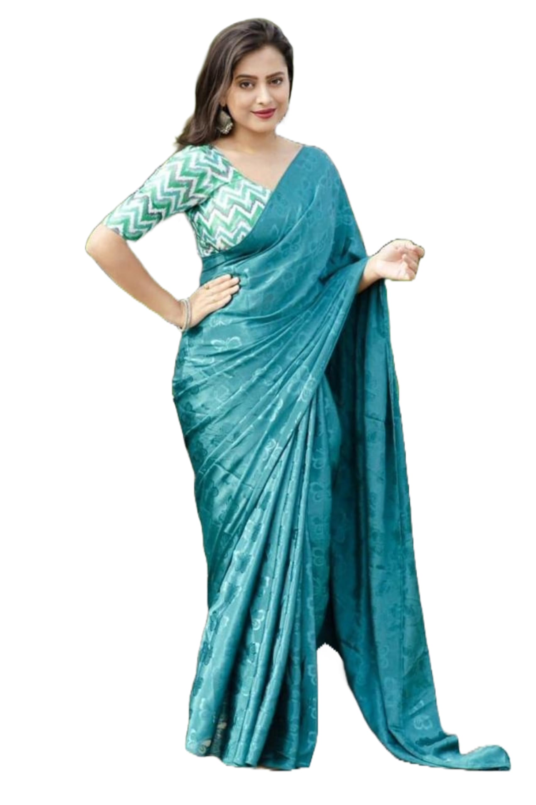 Pandadi Saree Women's Plain Silk Saree With Unstitched Silk Blouse Piece.