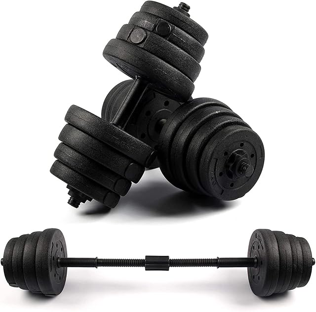 Trintion 15kg 20kg 30kg Dumbbell Set Hand Weight Strength Lifting Training Barbell Adjustable Dumbellsweights with Connecting Rod Exercise Equipment for Home Gym