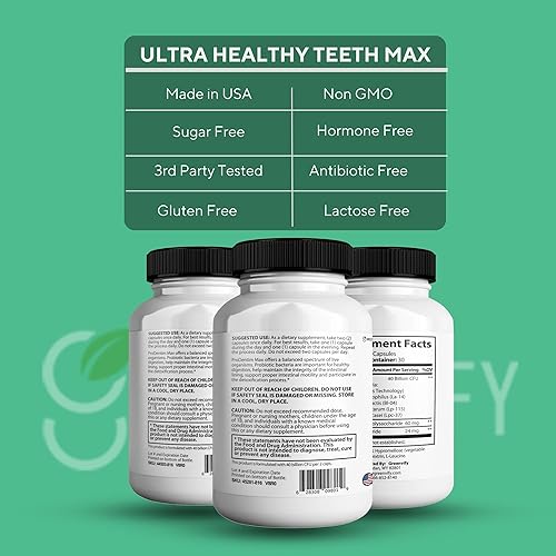 Miniatura 5 de Suplemento probiótico Ultra Healthy Teeth Max, 40 mil millones de UFC, 60 cápsulas, fórmula avanzada de salud bucal (1)