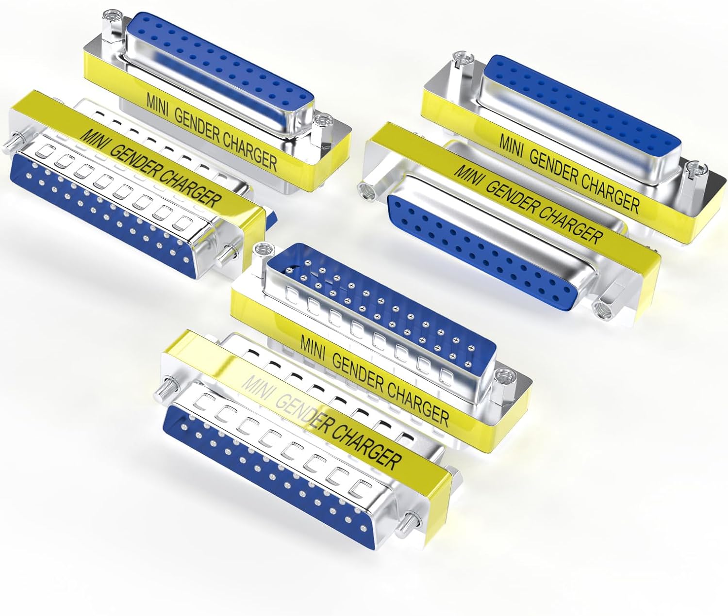 6-Pack DB25 25Pin Female to Female Male to Male Mini Gender Changer Coupler Adapter RS232 Serial Cable Connector