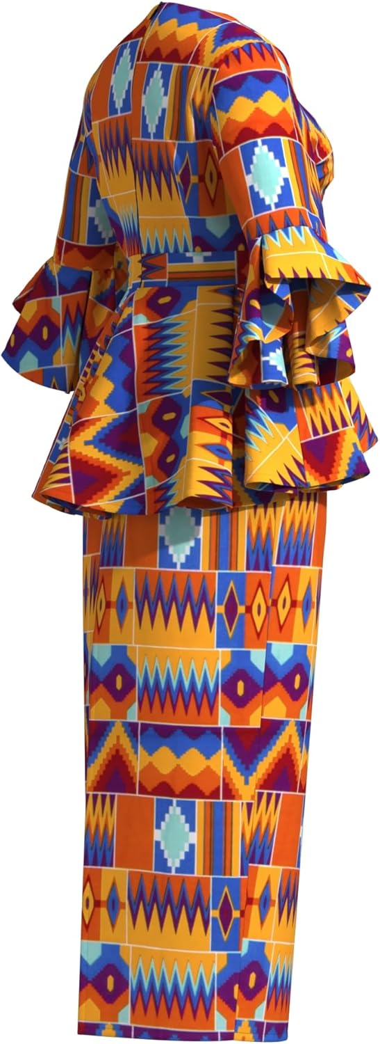 ABCWAX African Women's Dresses 2 Piece Tops and Skirts Ankara Dashiki Traditional Printed Fabrics for Wedding Party - Image 6