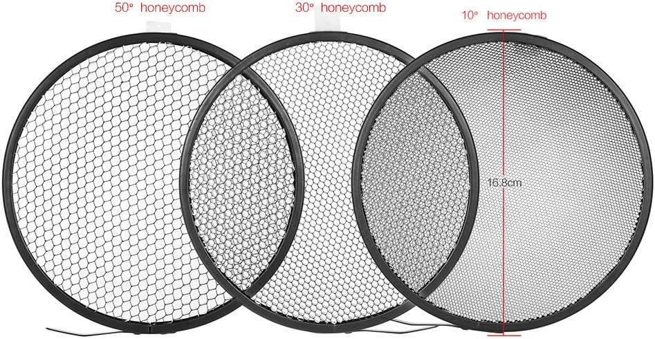 Andoer 7" Standard Reflector Diffuser Lamp Shade Dish with 10° 30° 50° Honeycomb Grid for Bowens Mount Studio Strobe Flash Light Speedlite