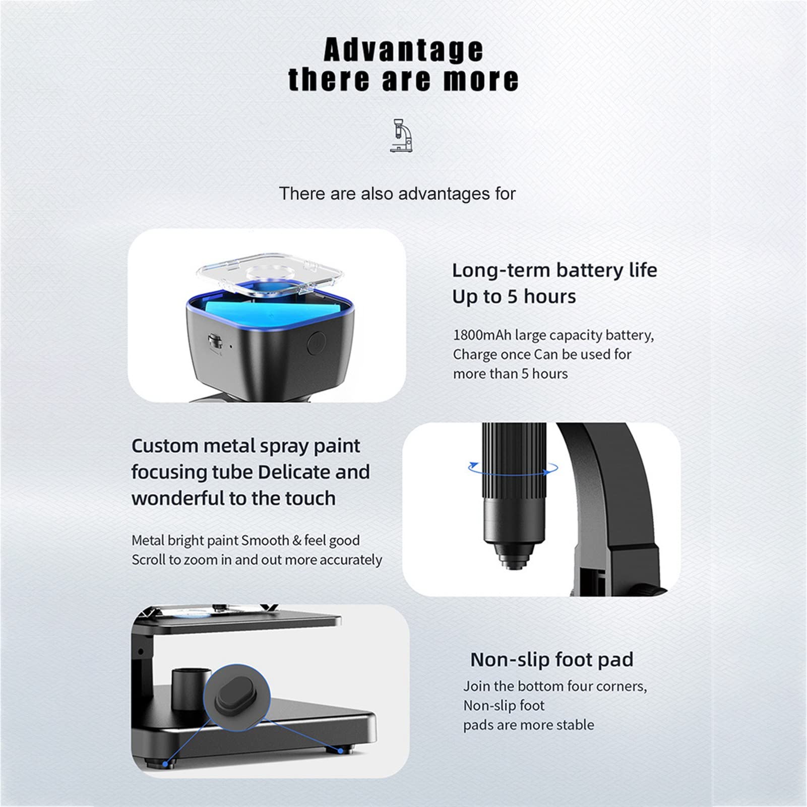 Microscopio Digital WiFi, Microscopio de Doble Lente con Aumento de 2000X con Cámara HD de 5 MP, Compatible con Conexión WiFi o USB, para Android 8.0, iOS 8.0, para Windows