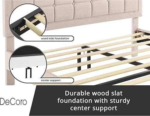 Miniatura 46 de Classic Brands Mornington - Base de cama y cabecera tapizadas Gris oscuro,Lino,Gris claro,Gris