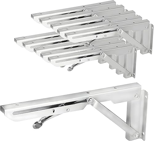 NOZHA Paquete de 10 soportes plegables de 8 pulgadas para estantes flotantes de pared de acero inoxidable resistente de metal grueso