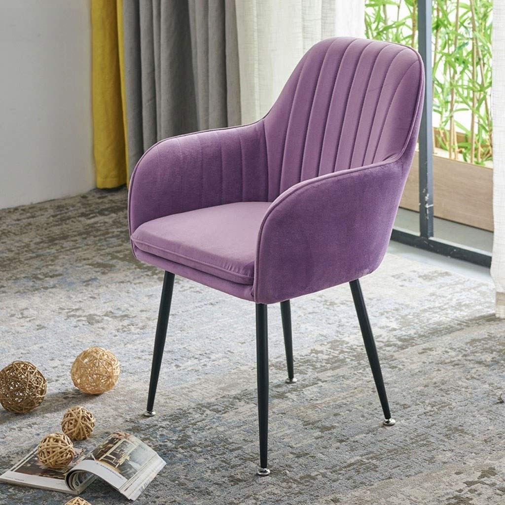 SJIALEN Soft Velvet Dining Chair,Office Lounge Chair for Living Room Bedroom Kitchen Modern Design Kitchen Chair Kitchen Chair (Color : Purple)