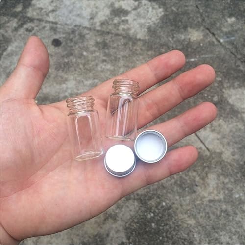 Miniatura 6 de 100 unidades de 0.5 fl oz Mini frascos de vidrio para manualidades con tapa de aluminio, píldora líquida en polvo, deseos de boda, frascos de vidrio