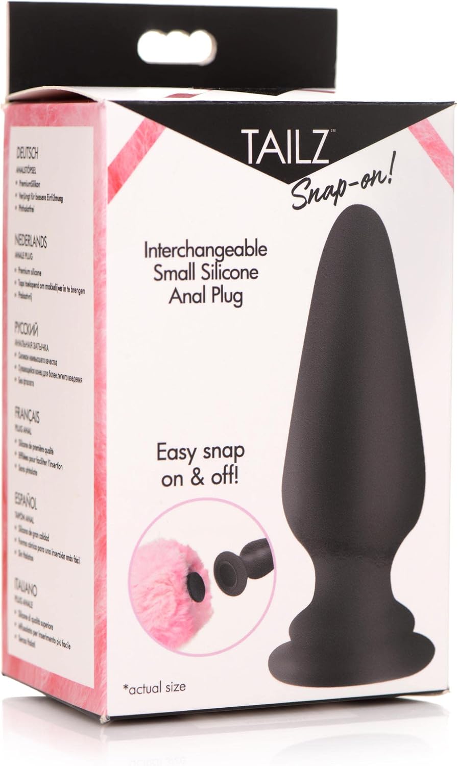 Tailz Snap-On Small Anal Plug for Interchangeable Fox & Bunny Tails for Men & Women | Easy to Clean and Wear | Prostate Adult Sex Toy Stimulator | Premium Silicone Butt Plug