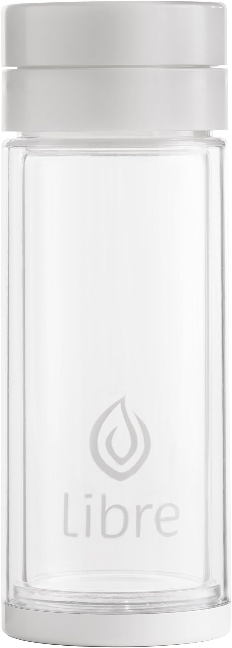 Libre Durable Glass Infuser Bottle with Mesh Strainer for Loose Leaf Tea, Matcha, Fruit, and Cold Brew Coffee, BPA-Free, 14oz, Pearl White