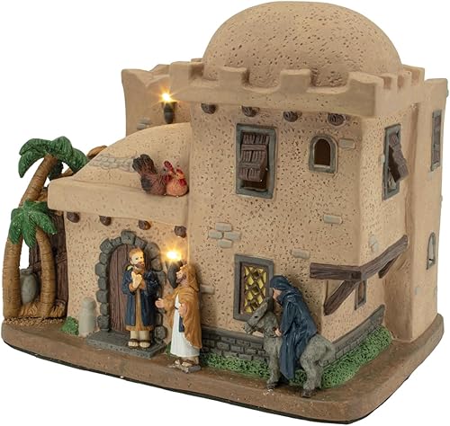 Miniatura 8 de Bethlehem Inn Pueblo de Navidad de porcelana con luces LED