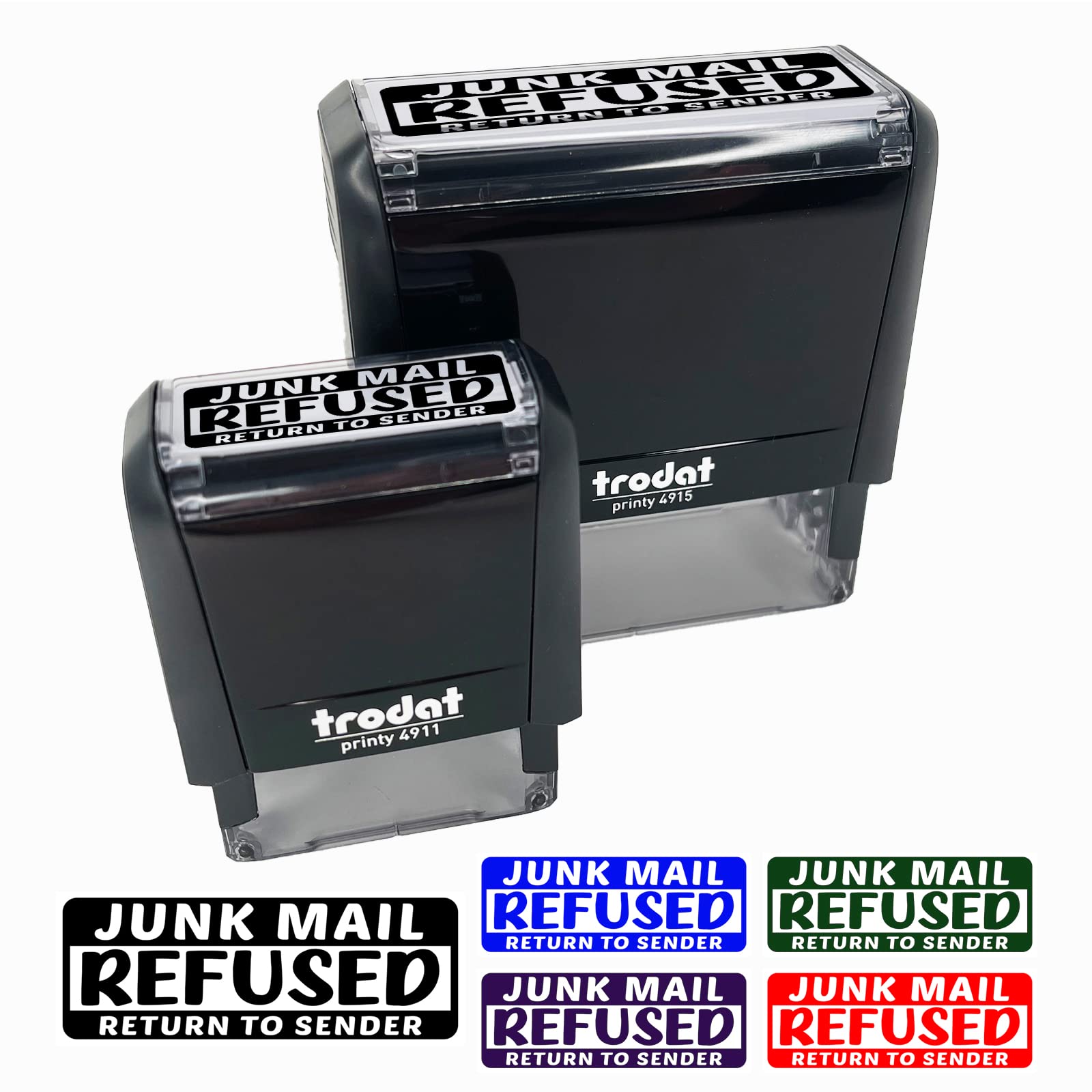 Junk Mail Refused Return to Sender Self-Inking Rubber Stamp Ink Stamper for Business Office - 2-3/4 Inch Large - Red Ink
