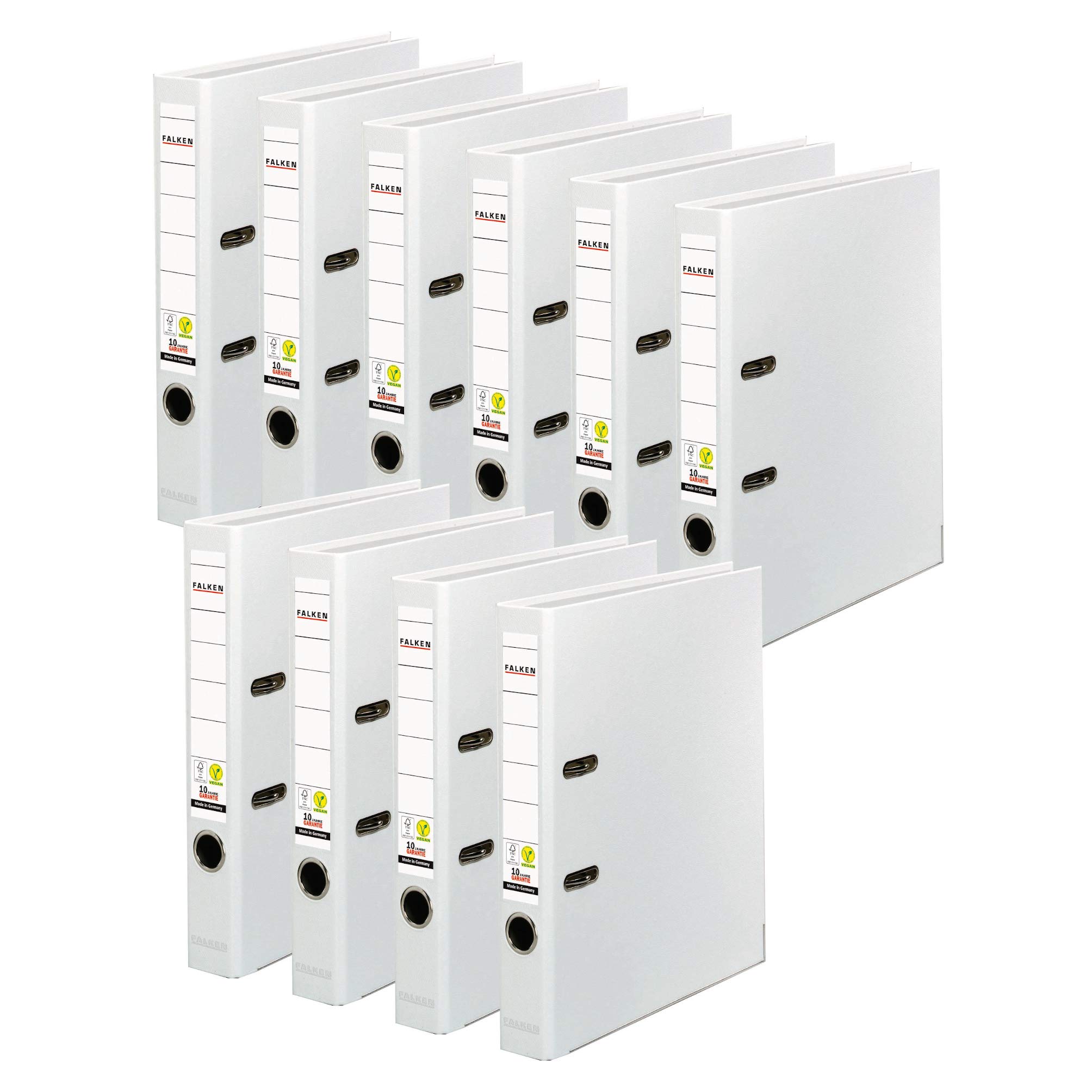 FALKEN 10x PP-Color Kunststoff-Ordner 5 cm schmal DIN A4 weiß