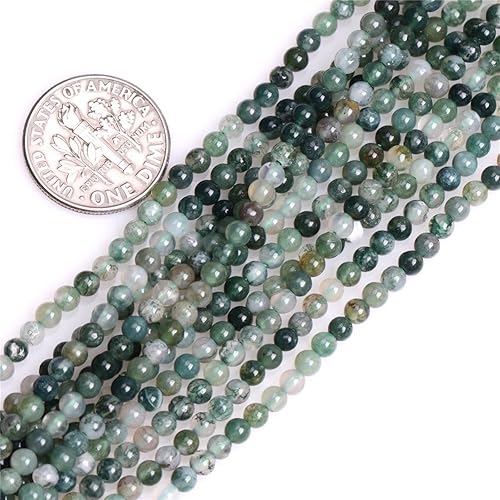 Cuentas de ágata musgo para hacer joyas, piedras preciosas naturales semipreciosas de 0.118 pulgadas, redondas, 15 pulgadas JOE FOREMAN
