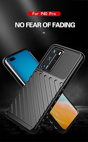 Miniatura 2 de Funda para teléfono Huawei P40 Pro, ELS-N04 ELS-NX9, fibra de carbono, antiarañazos, a prueba de golpes, flexible, de goma, TPU, carcasa trasera