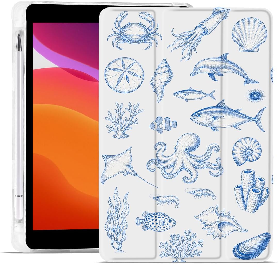 Retro Ocean Lllustration Case for iPad mini 5/mini 4 7.9 Inch