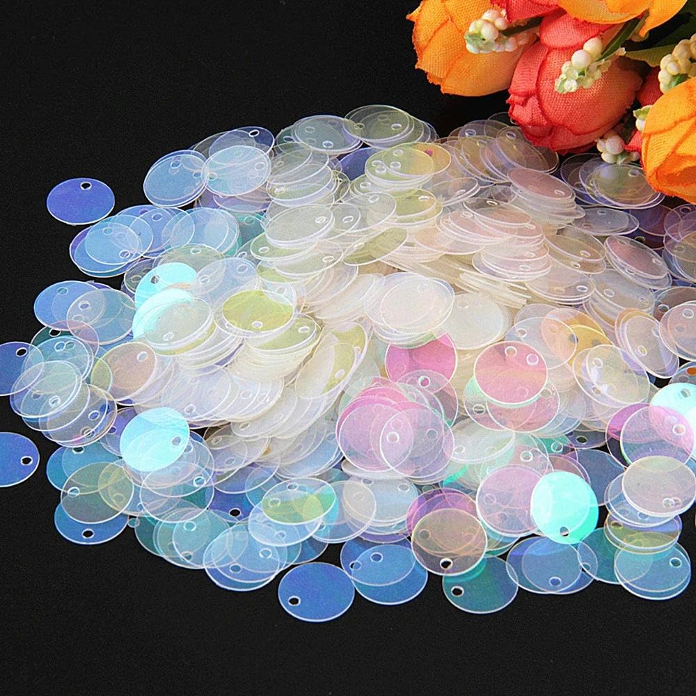 Glitter per artigianato e cucito, glitter piatti rotondi da 50 g, 10 mm, 15 mm, 20 mm, 25 mm, 30 mm, per cucito, matrimonio, tempo libero creativo (trasparente, 10 mm50 g1250 pezzi)