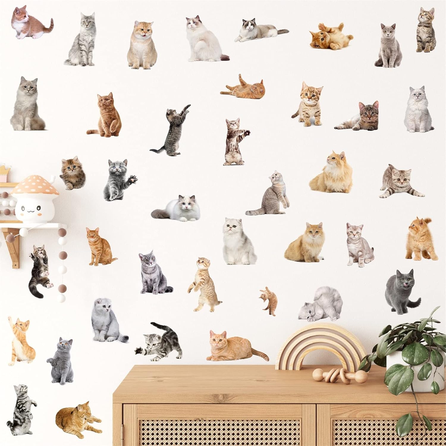 Small Cat Wall Stickers Cute Cat Wall Decals Removable Pet