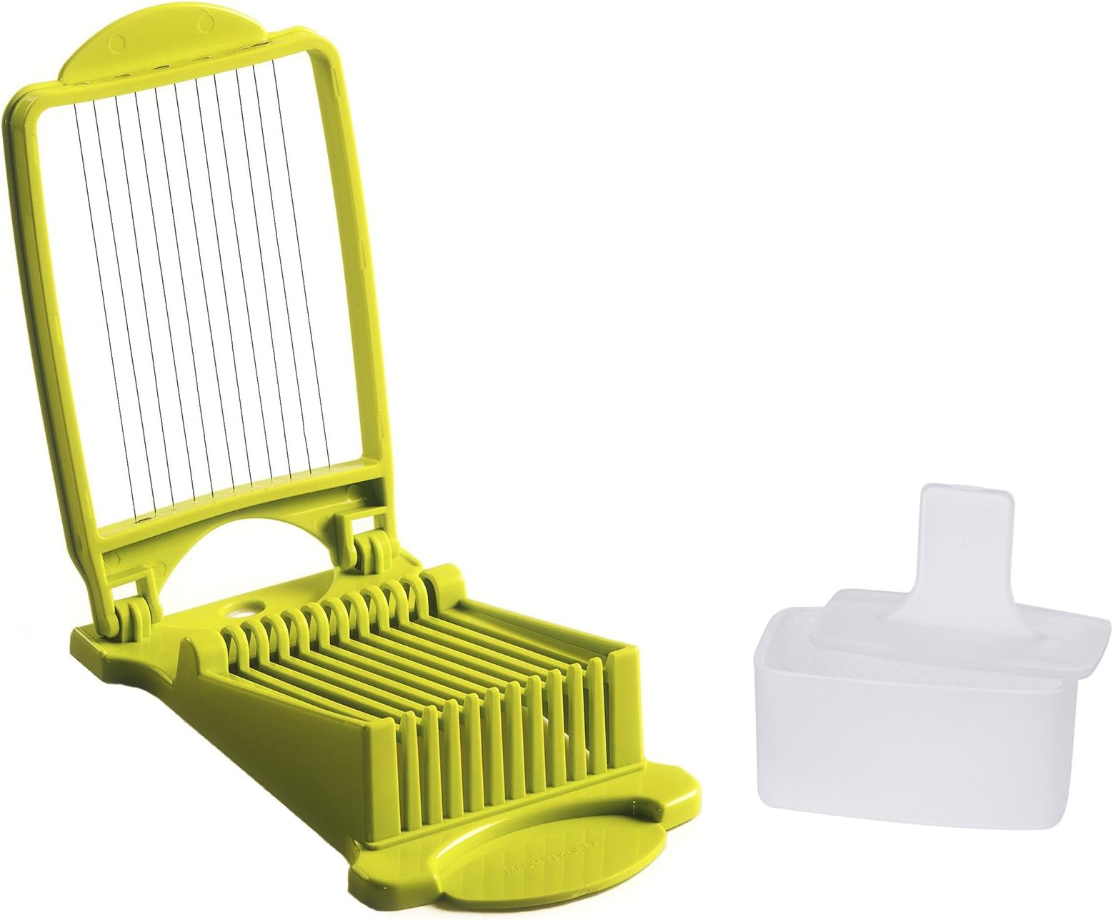 Luncheon Meat Slicer and Musubi Maker Press Mold Set, Kit, Certified Safety, Quality 11 Stainless Steel Wires (Green Slicer+Mold)