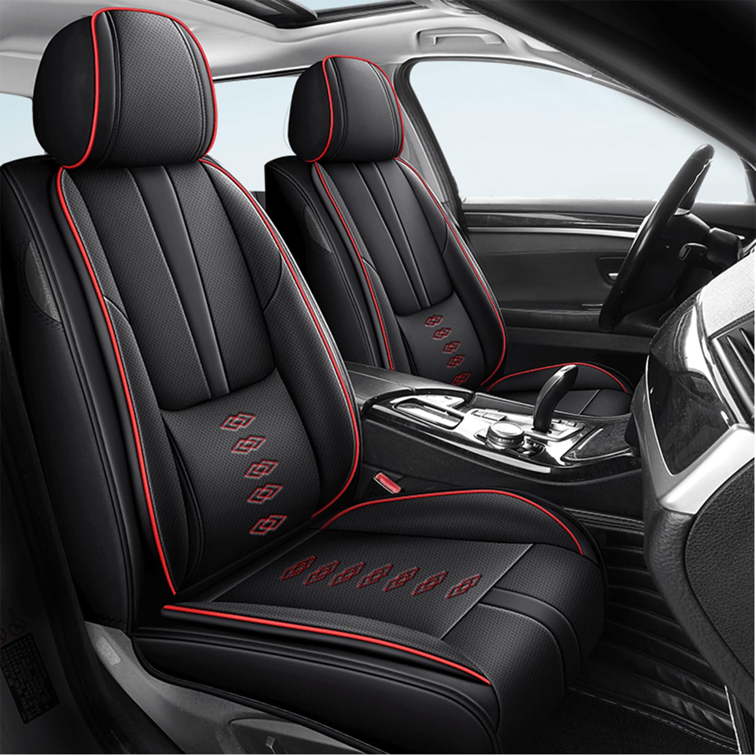 Car Seat Covers for S40,for Volvo S40 2000-2011,Leather Front Seat Covers,Airbag-Compatible Car Seat Protectors,Waterproof Seat Cover for Cars(Black+Red,2PCS Only)