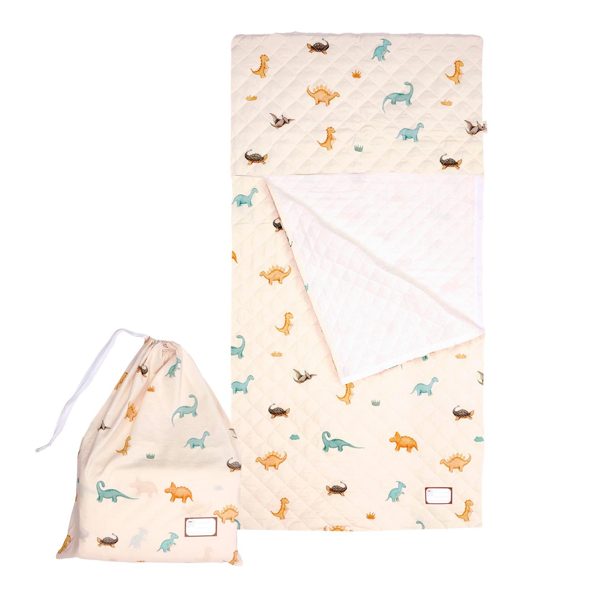 PERLETTI Sac de Couchage Enfant 70x140 cm – Gigoteuse TOG 1,5 Indice de Chaleur – Confortable Couverture Bebe – Conçu pour Crèche – Sac Assorti pour Le Transport et Le Rangement – Imprimé Dinosaure