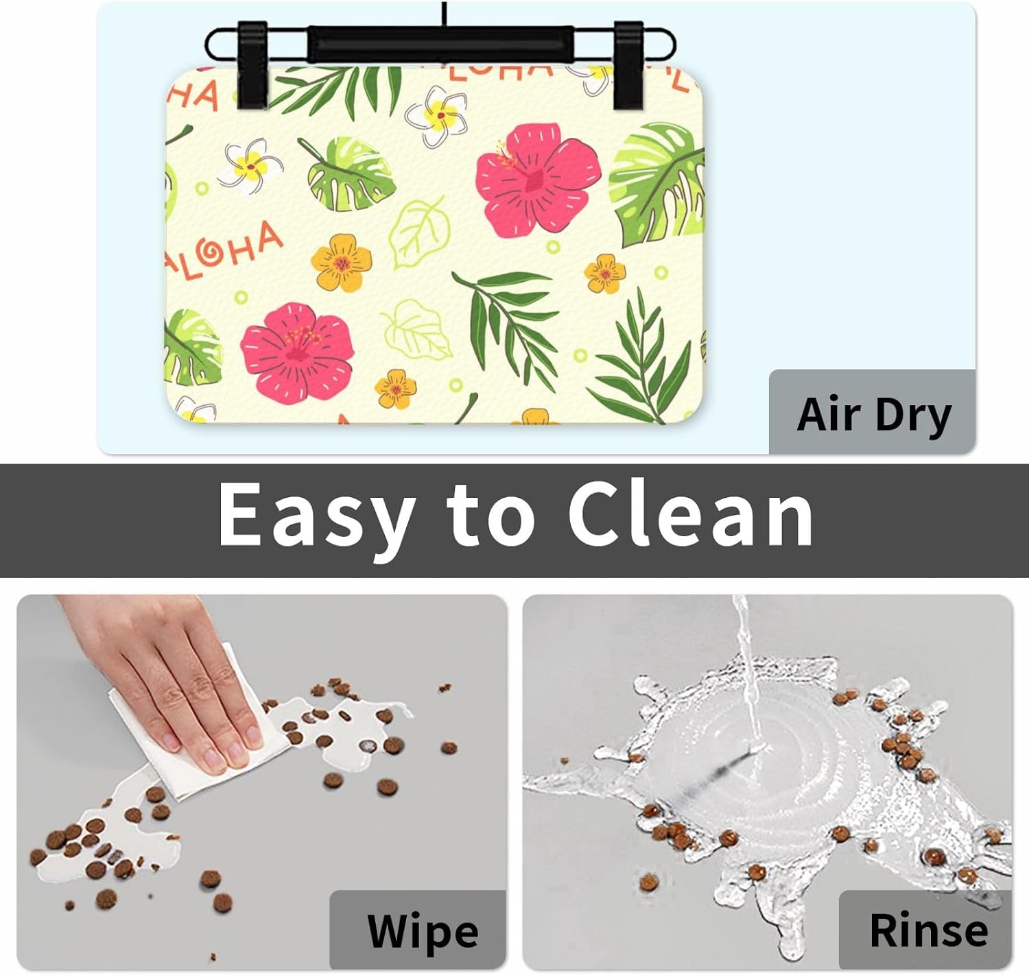 Hawaiian Summer Tropical Leather Absorbent Pet Feeding Mat Non-Slip for Dogs Cats 40x60cm