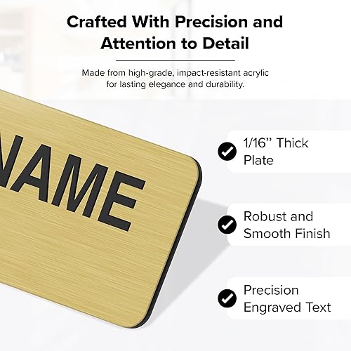 Miniatura 3 de Placa de identificación personalizada con respaldo magnético o pin para ropa, 18 colores, fabricada por My Sign Center, Estados Unidos (rectángulo