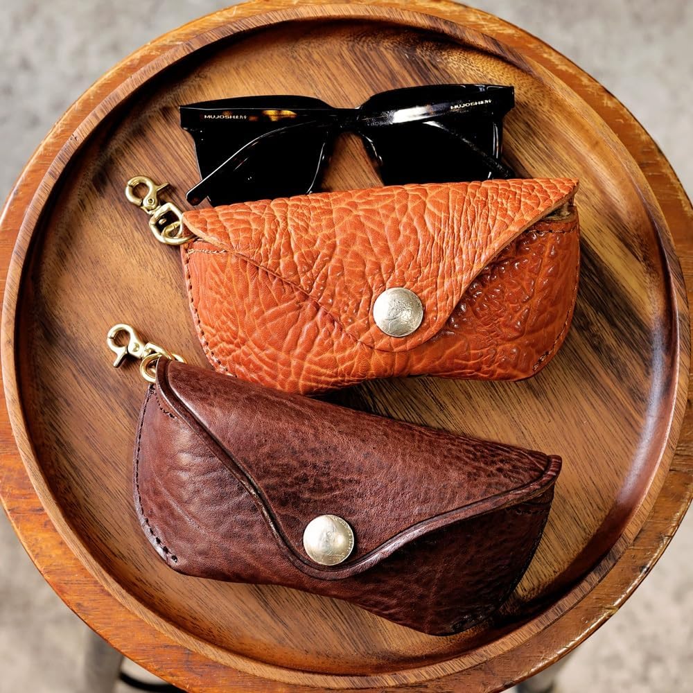 High End Handmade Sunglass Case, Portable Leather Glasses Case, Retro Fashionable Leather Eyeglass Case for Men and Women (Gray : C)