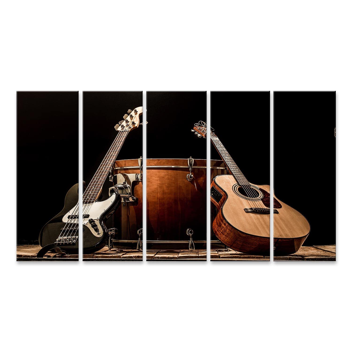 islandburner Quadro su tela Strumenti musicali Tamburo basso Barile Chitarra acustica Basso Chitarra nera Backgr Quadri Stampe Immagini Murale Decorazione da parete