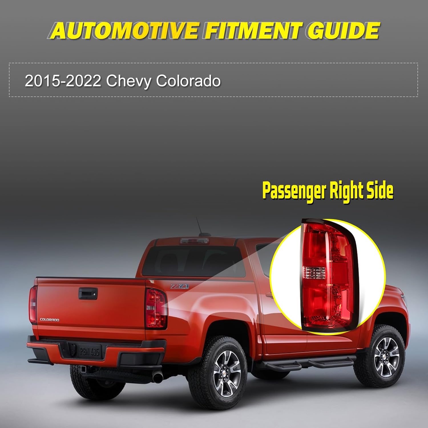 Tail Light Assembly for 2015-2022 Chevy Colorado, Red Clear Lens Taillights Brake Lamp OEM Style Replacement for 15-22 Colorado Passenger Right Side 1pcs