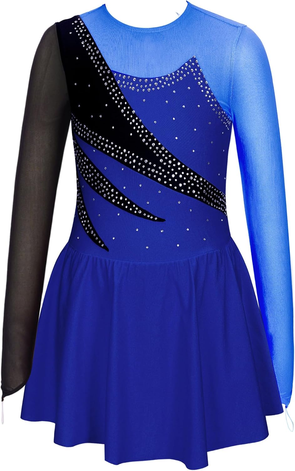 Girls' Ice Figure Skating Dress Long Sleeve Skirted Leotard Dresses Kids Contemporary Dancewear