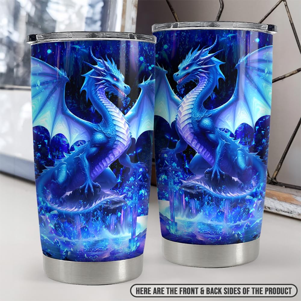 SANDJEST Dragon Tumbler 20oz Stainless Steel Insulated Coffee Travel Mug Cup Dragon Gifts for Birthday Christmas Gift for Men Boy - Image 4