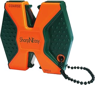 2-Step Coarse and Fine Rods Knife Sharpener, Hones, Restores & Sharpens Kitchen Knives and All Types of Blades, Keychain Pull Through Knife Sharpener, Blaze Orange