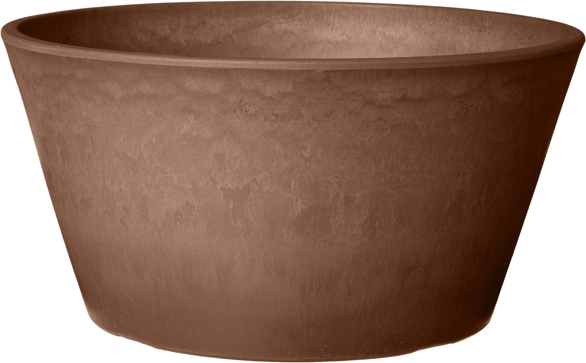 Arcadia Garden Products PSW Pot Collection TD25C Plastic/Stone/Wood Composite Shallow Bulb Pan - No Drainage Hole (Drillable), Planter for Succulents, Bonsai, Fairy Gardens, Herbs, 10-inch, Chocolate
