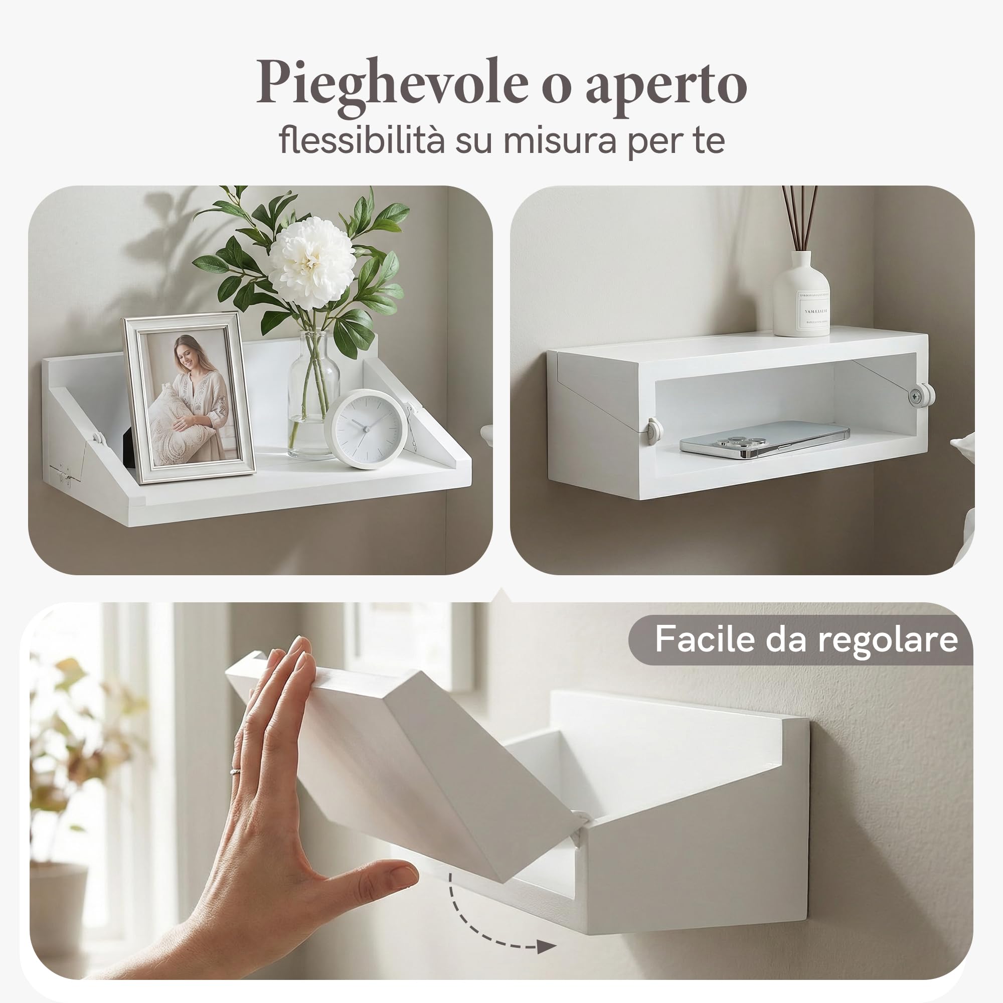 SUMGAR Mensola Bianca Pieghevole da Comodino per Letto a Castello - Cassetto per Camera da Letto e Soggiorno - Mini Mensola da Parete Appesa Portabevande