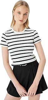 كوتون تيشرت مخطط عصري للنساء