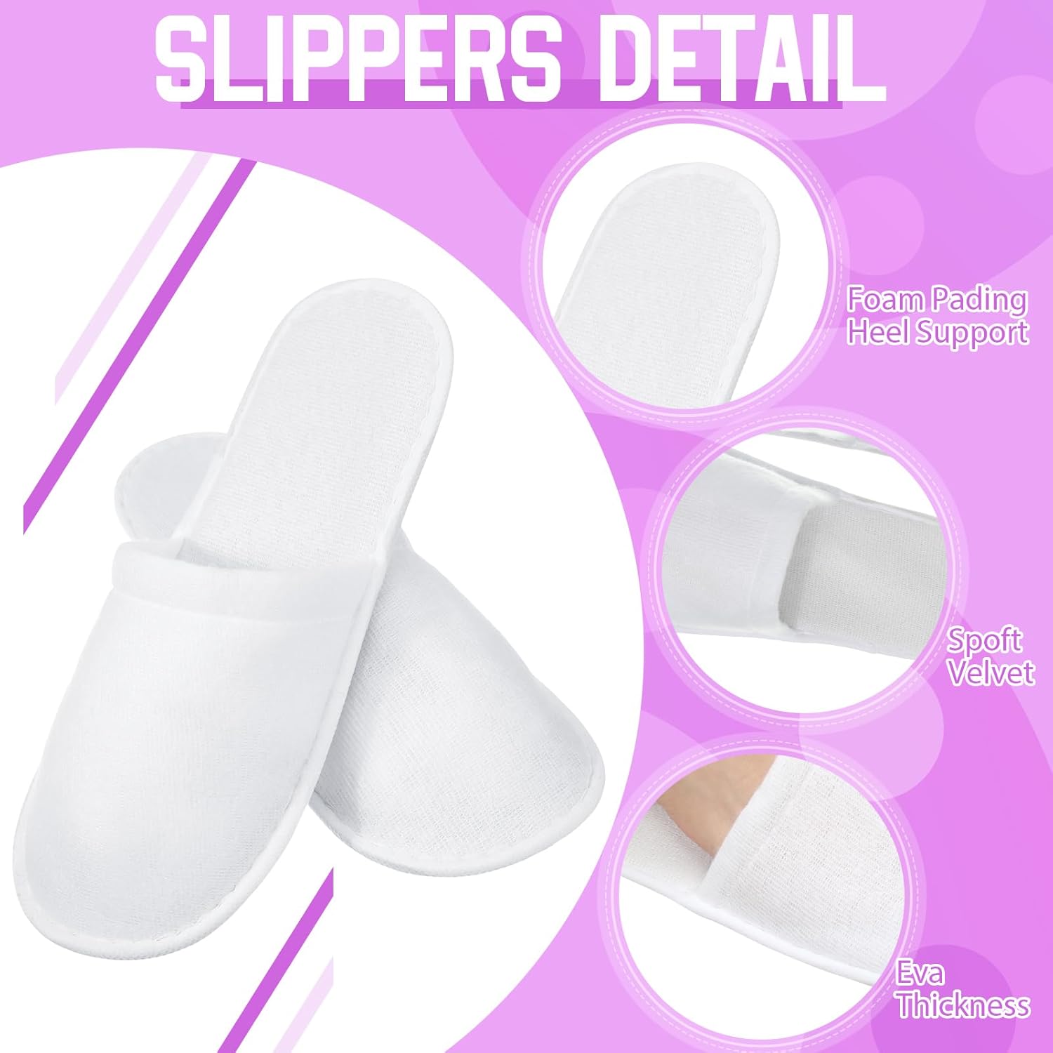 Ramede 54pcs Spa Robe Sleepover Party Supplies Satin Bridesmaids Robes Includes 18 Kimono Robe Rose 18 White Hotel Spa Slippers 18 Eye Mask for Women Princess Birthday Wedding Party - Image 4