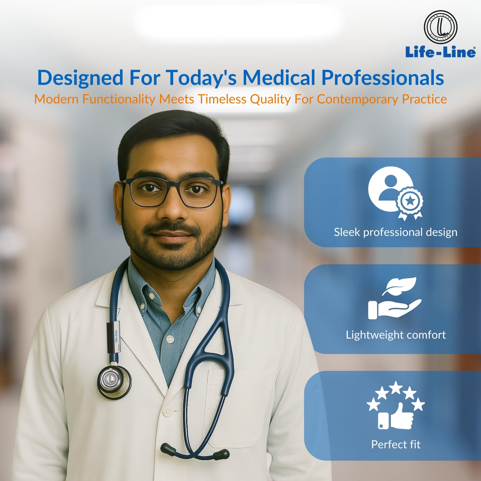 LIFE LINE Max3 SS Stethoscope (Dark Blue) | Dual Side Diaphragm Chest Piece for Adult and Paediatric | 2-way Tube | For Doctors & Students 4