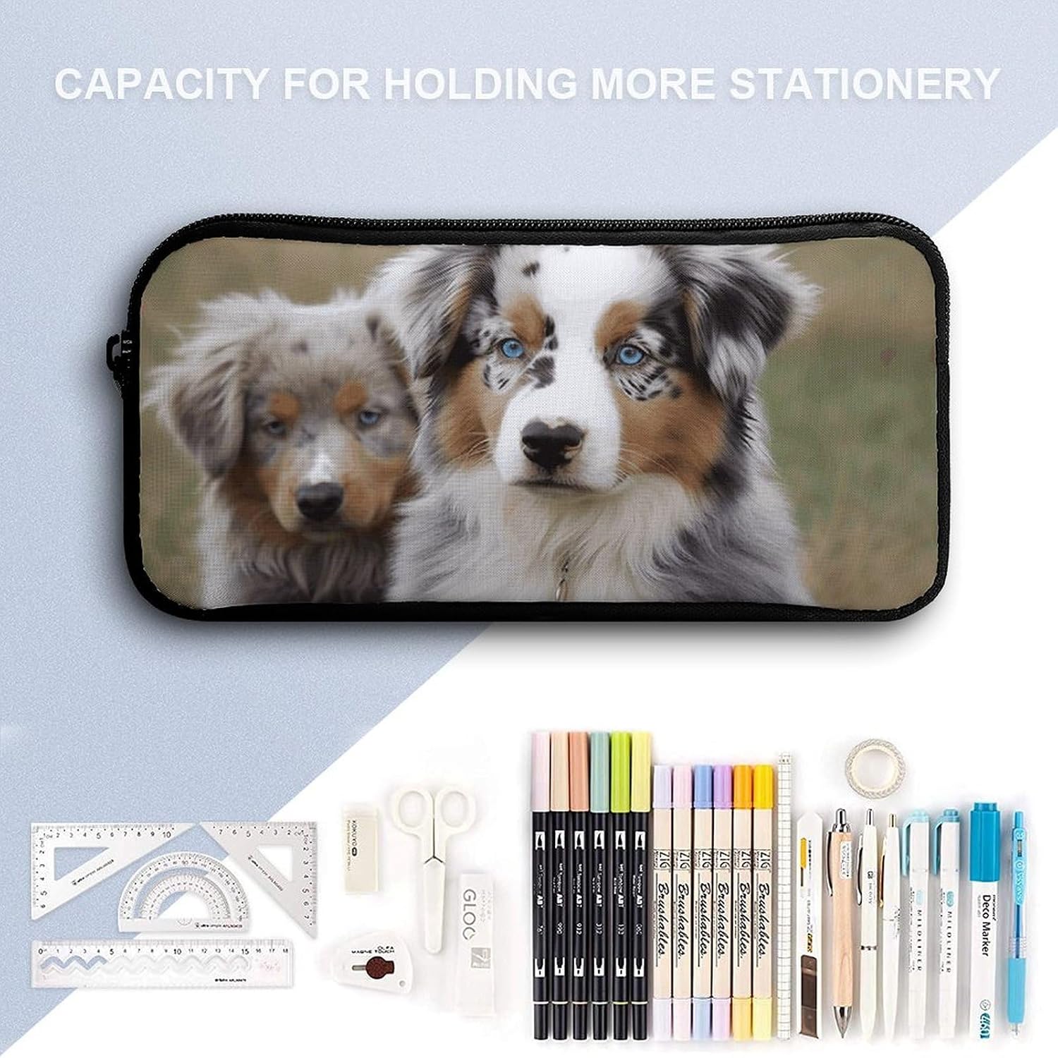 Australian Shepherd Pencil Case Large Pencil Bag with Zipper image 3