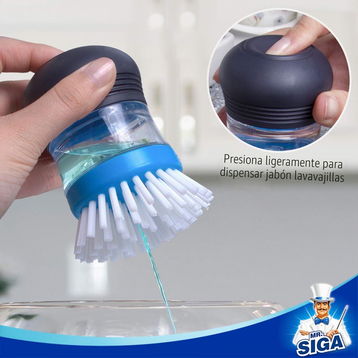 MR.SIGA Juego de Almacenamiento de Cepillo de Palma con Soporte para Limpieza de Fregadero