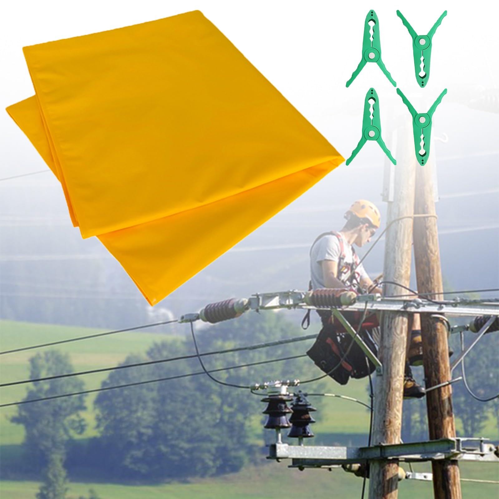 Alfombrilla Aislante de Resina, Manta Aislante para Exteriores, Alfombrilla de protección contra descargas eléctricas con 4 Clips aislantes, Equipo de Trabajo de Seguridad eléctrica (10 kV -