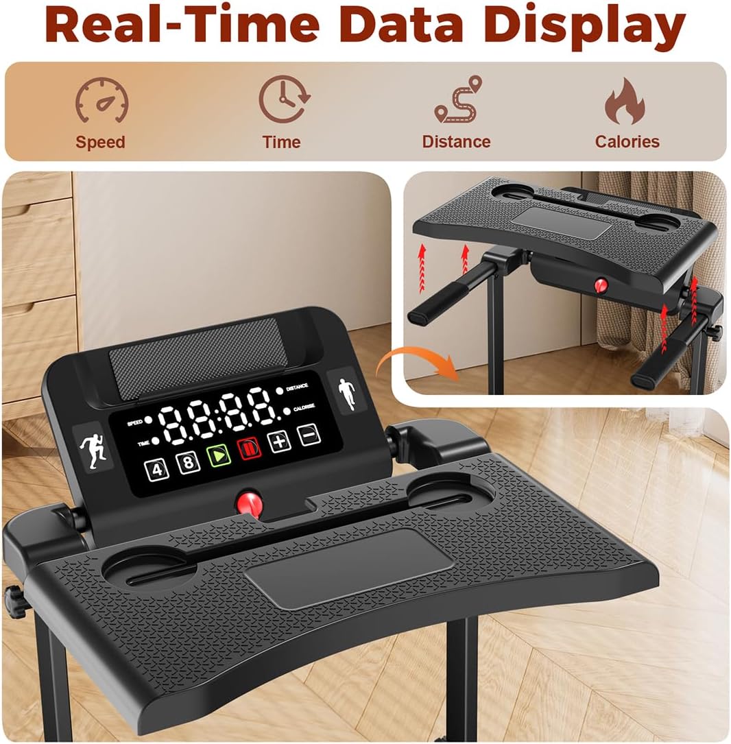 Walking Pad Treadmill with Desk, Foldable Treadmills for Home, Quiet Treadmill with 10% Incline, 300lbs Weight Capacity Walking or Running for Home Office image 4