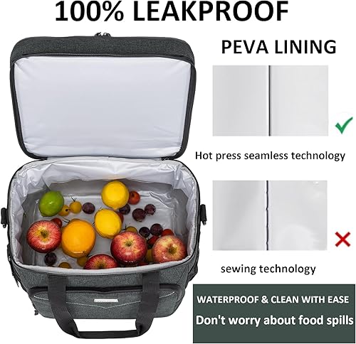 Miniatura 6 de BAVGRED Bolsa enfriadora de hielo plegable para 24 latas, aislada, grande, de doble cubierta, a prueba de fugas, suave, con abridor de botellas,