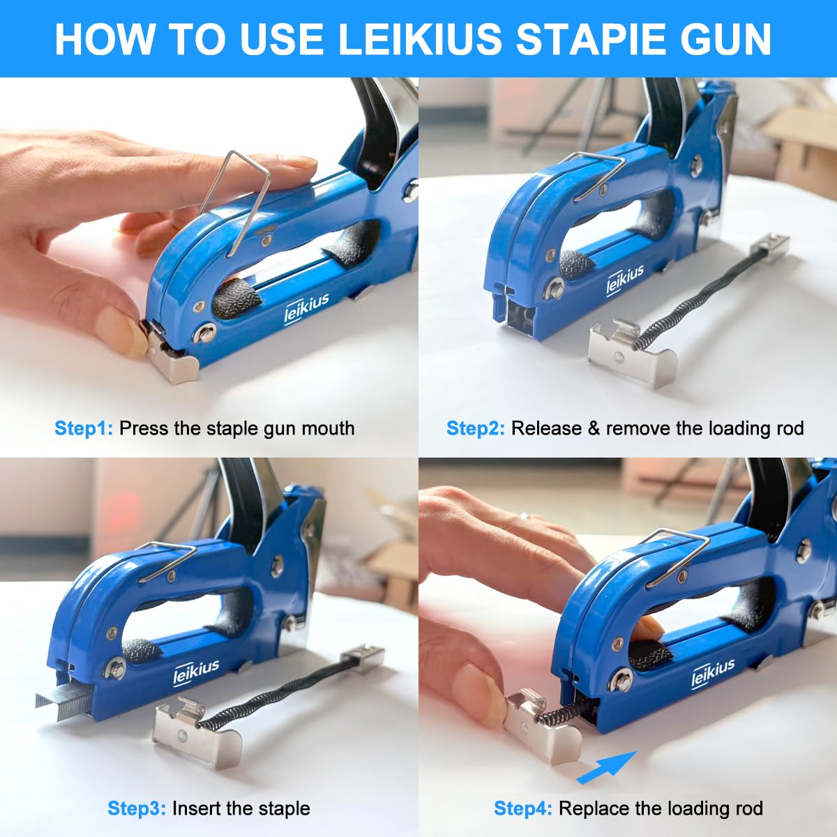 Graffatrice per tappezzeria per legno, artigianato, falegnameria, decorazione fai da te, pistola cucitrice di alta qualità, con 1 coltello, 2400 graffette per tappezzeria, materiale di