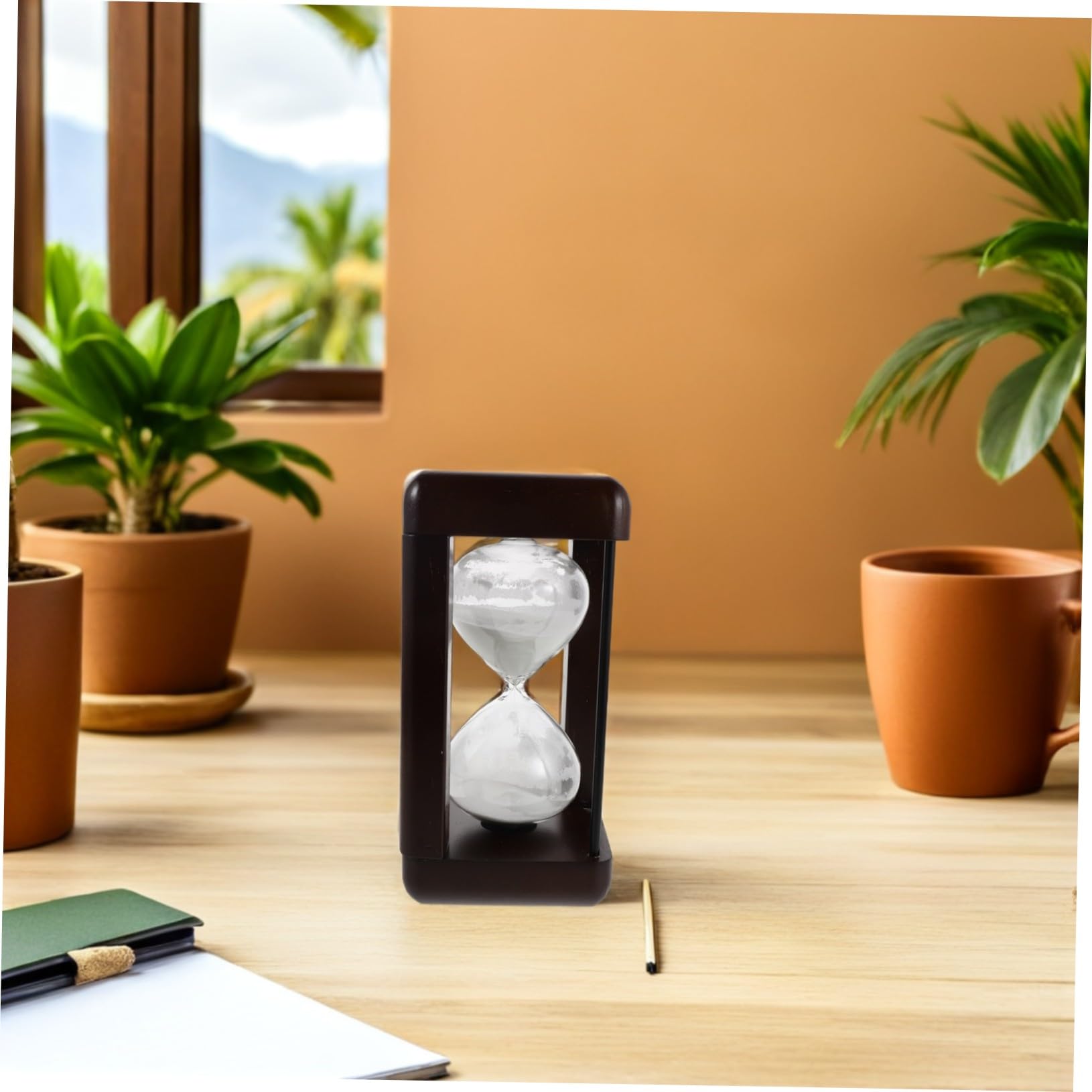 Clessidra Timer Retrò in Legno e Vetro, 60 Minuti Bianca