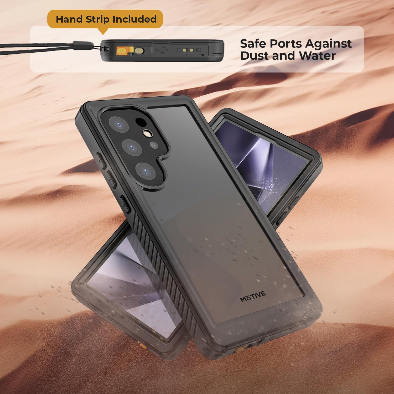 MOTIVE Designed for Samsung Galaxy s24 Ultra Waterproof Case, Built-in Lens & Screen Protector, 12 FT Military Grade, Full Shockproof, Dustproof, IP68 Underwater, s24 Ultra case 5G 6.8” | Black